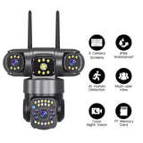 Three Lens Smart WiFi CCTV Camera: Panoramic Outdoor Security System